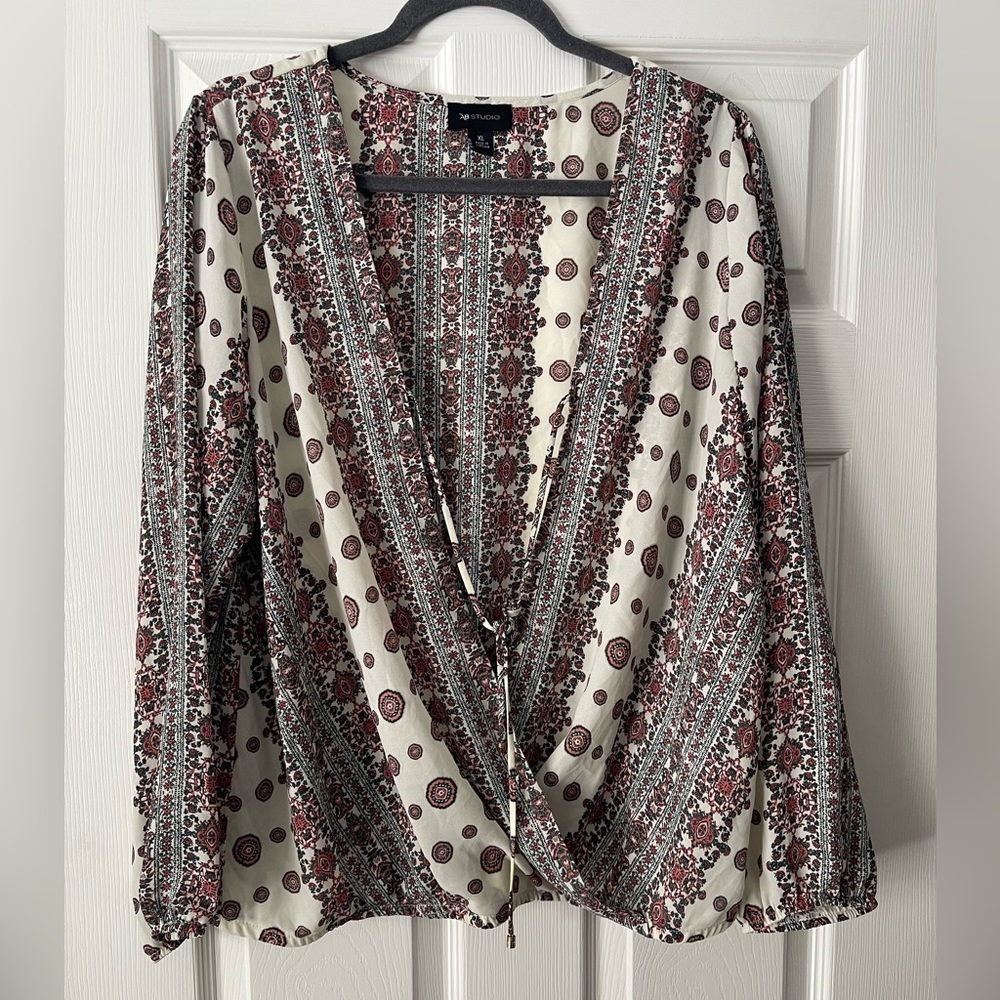 Womens boho wrap top AB Studio Size XL
